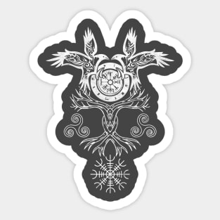 Viking Celtic Huginn & Muninn Odin's Ravens Vikings Style Sticker